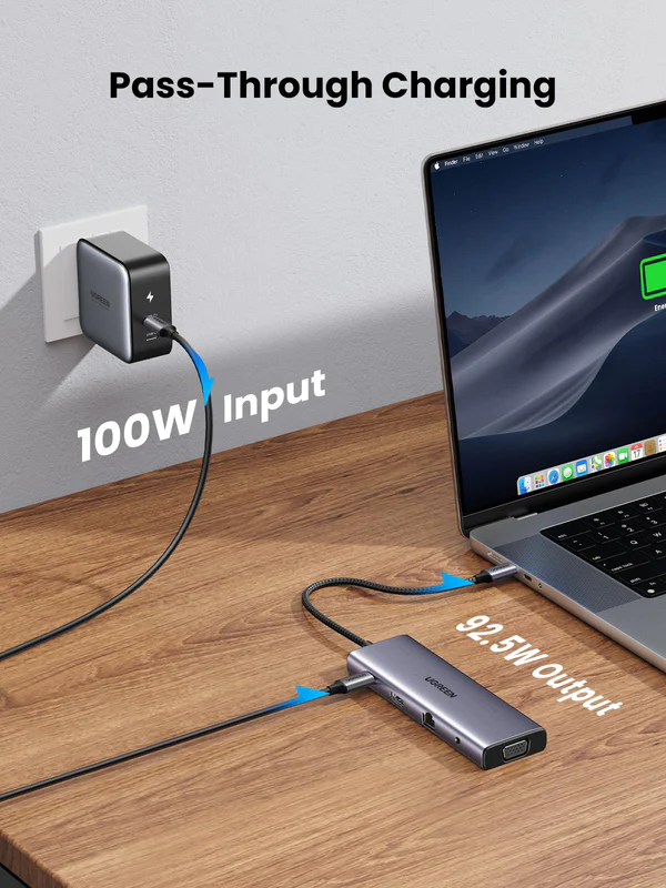 HUB chuyển đổi Type C Ugreen 15601 USB-C sang 3xUSB-A 3.0 + HDMI + VGA+ RJ45(LAN) + SD/TF +3.5mm+PD 4K30Hz - Ảnh 3